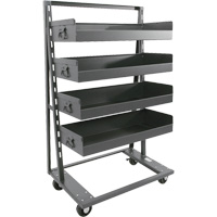 Single-Sided Heavy Duty A-Frame Cart with 4 Large Lipped Trays, 38" x 25" x 63", 2500 lbs. Capacity Fastek