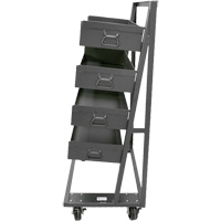 Single-Sided Heavy Duty A-Frame Cart with 4 Large Lipped Trays, 38" x 25" x 63", 2500 lbs. Capacity Fastek