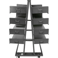 Double-Sided Heavy Duty A-Frame Cart with 8 Large Trays, 38" x 30" x 63", 2500 lbs. Capacity Fastek