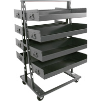 Double-Sided Heavy Duty A-Frame Cart with 8 Large Lipped Trays, 38" x 30" x 63", 2500 lbs. Capacity Fastek