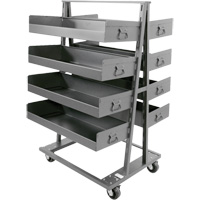 Double-Sided Heavy Duty A-Frame Cart with 8 Large Lipped Trays, 38" x 30" x 63", 2500 lbs. Capacity Fastek