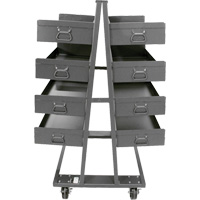 Double-Sided Heavy Duty A-Frame Cart with 8 Large Lipped Trays, 38" x 30" x 63", 2500 lbs. Capacity Fastek