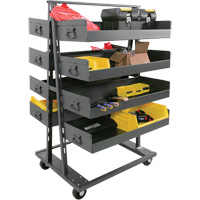 Double-Sided Heavy Duty A-Frame Cart with 8 Large Lipped Trays, 38" x 30" x 63", 2500 lbs. Capacity Fastek