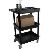 Utility Cart with Deep Lip Shelf, 3 Tiers, 19" x 39-1/2" x 28-1/4", 330 lbs. Capacity Fastek