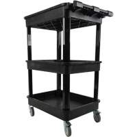 Utility Cart with Deep Lip Shelf, 3 Tiers, 19" x 39-1/2" x 28-1/4", 330 lbs. Capacity Fastek