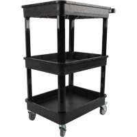 Utility Cart with Deep Lip Shelf, 3 Tiers, 19" x 39-1/2" x 28-1/4", 330 lbs. Capacity Fastek