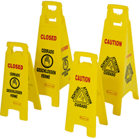 Wet Floor Safety Signs, Quadrilingual with Pictogram NB790 | Fastek