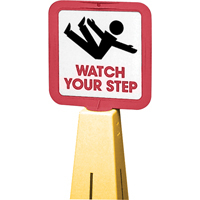 "Watch Your Step" Traffic Cone Message Label, Adhesive, English with Pictogram Fastek