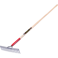 Pro Double Back Level Rake, Ashwood Handle, 13-3/4" W, Tempered Steel Blade, 14 Tines Fastek