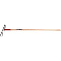 Level Rake, Wood Handle, 14-3/4" W, Tempered Steel Blade, 16 Tines Fastek