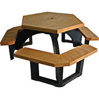 Recycled Plastic Hexagon Picnic Tables, 78" L x 78" W, Cedar Fastek