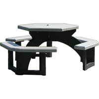 Tables de pique-nique hexagonales en plastique recyclé, 78" lo x 78" la, Gris NJ131 | Fastek