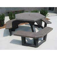 Tables de pique-nique hexagonales en plastique recyclé, 78" lo x 78" la, Brun NJ132 | Fastek