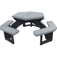 Recycled Plastic Hexagon Picnic Tables, 78" L x 78" W, Grey Fastek