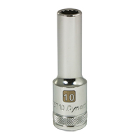 Metric Socket, 10 mm, 1/2" Drive, 12 Points, Deep Fastek
