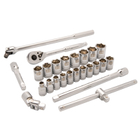 Jeu de douilles m&eacute;triques, 25 Mcx, Prise de 1/2" Fastek