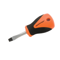 Stubby Slotted Screwdriver, 1/4" Tip, Round, 3-3/4" L, Cushion Grip Handle Fastek