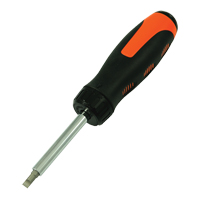 Ratcheting Multibit Screwdriver, 10-3/5" L, Cushion Grip Handle Fastek