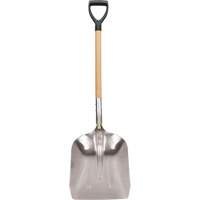 Scoop Shovel, Wood, Aluminum Blade, D-Grip Handle, 24-1/2" Length Fastek