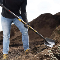 Pro Square Point Shovel, Fibreglass, Tempered Steel Blade, Straight Handle, 48" Long Fastek