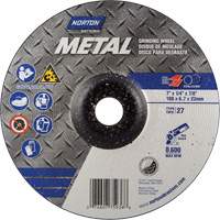 Depressed Centre Metal Grinding Wheels, 7" x 1/4", 7/8" Arbor, Aluminum Oxide, Type 27 Fastek