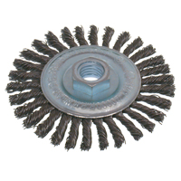 Economy High Speed Stringer Bead Knot Wire Wheel Brush, 5" Dia., 0.02" Fill, 5/8"-11 Arbor, Steel Fastek