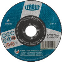 Basic 2 In 1 Cut-Off Wheel, 4-1/2" x 1/16", 7/8" Arbor, Type 1, Aluminum Oxide, 13300 RPM Fastek