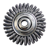 TufBrush Knot Wire Wheel Brush, 4" Dia., 0.02" Fill, 5/8"-11 Arbor, Steel Fastek