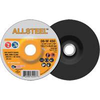 AllSteel Grinding Wheel, 4-1/2" x 1/4", 7/8" Arbor, Aluminum Oxide, Type 27 Fastek