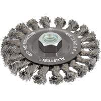 Brosse m&eacute;tallique AllSteel, Dia. 4-1/2", Fils 0,02", Arbre 5/8"-11, Acier Fastek