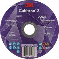 Meule &agrave; tronçonner Cubitron 3, 5" x 0,045", Arbre de 7/8", Type 1, C&eacute;ramique, 12250 Tr/min Fastek