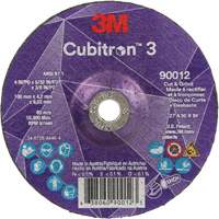 Cubitron 3 Cut and Grind Wheel, 4" x 5/32", 3/8" Arbor, Type 27, 36 Grit, Ceramic Fastek