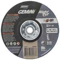 Gemini RightCut Right Angle Cut-Off Wheel, 6" x 0.045", 5/8"-11 Arbor, Type 27/42, Aluminum Oxide, 10185 RPM Fastek