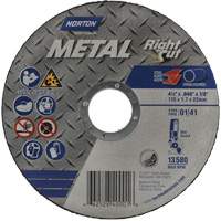 Metal RightCut Right Angle Cut-Off Wheel, 4-1/2" x 0.045", 7/8" Arbor, Type 01/41, Aluminum Oxide, 13580 RPM Fastek