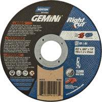 Gemini RightCut Right Angle Cut-Off Wheel, 4-1/2" x 0.045", 7/8" Arbor, Type 01/41, Aluminum Oxide, 13580 RPM Fastek