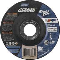 Gemini RightCut Right Angle Cut-Off Wheel, 4-1/2" x 0.045", 7/8" Arbor, Type 27/42, Aluminum Oxide, 13580 RPM Fastek