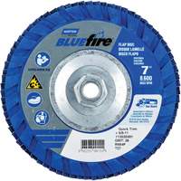 BlueFire&reg; Standard-Density Flap Disc, 7" x 5/8"-11, Type 27, P36 Grit, Zirconia Alumina Fastek