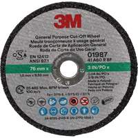 General Purpose Cut-Off Wheel, 01987, 3" x 0.04"/1/32", 3/8" Arbor, Aluminum Oxide Fastek