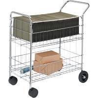 Wire Mail Cart, 200 lbs. Capacity, Chrome, 19" D x 30" L x 39-1/4" H, Chrome Plated OB185 | Fastek