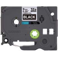 P-touch&reg; Labeling Systems, 9 mm x 314.96" or 8 m, White on Black Fastek