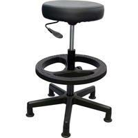 900 Series Task Stool, Stationary, Adjustable, 20" - 28", Vinyl Seat, Black Fastek