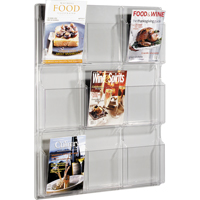 Literature Displays, Wall Mount, 9 Slots, Plastic, 30" W x 2" D x 36-7/8" H Fastek