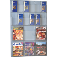 Literature Displays, Wall Mount, 6 Slots, Plastic, 30" W x 45" D x 45" H Fastek