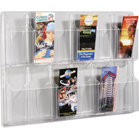 Literature Displays, Wall Mount, 12 Slots, Plastic, 30" W x 2" D x 20-3/8" H Fastek