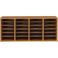 Adjustable Compartment Literature Organizer, Stationary, 24 Slots, Wood, 39-1/4" W x 11-3/4" D x 16-1/4" H Fastek