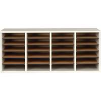Adjustable Compartment Literature Organizer, Stationary, 24 Slots, Wood, 39-1/4" W x 11-3/4" D x 16-1/4" H Fastek