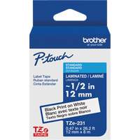 Cartouches de ruban Tze, 12 mm x 26-1/4', Noir sur blanc Fastek