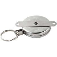 Self Retracting Key Chains, Chrome, 48" Cable, Mounting Bracket Attachment Fastek
