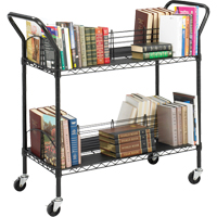 Double-Sided Wire Book Cart, 200 lbs. Capacity, Black, 18-3/4" D x 44" L x 39" H, Steel ON735 | Fastek