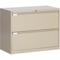 Lateral Filing Cabinet, Steel, 2 Drawers, 36" W x 18" D x 27-7/8" H, Beige OP214 | Fastek